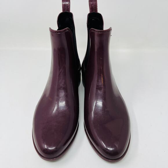 Sam Edelman Rubber Rain Boot Stretch Panel Side Eggplant - 9 - Picture 3 of 9